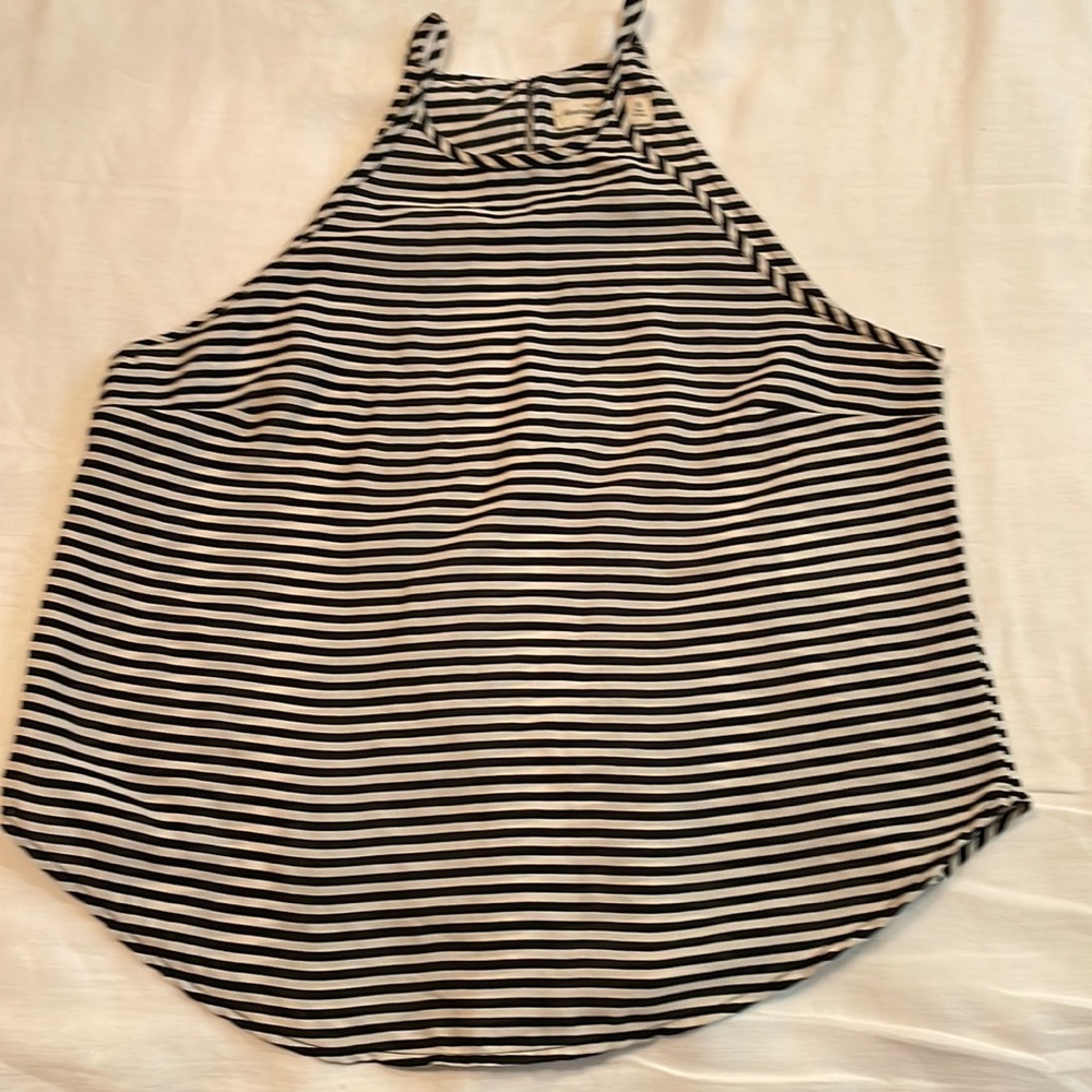 Abercrombie & Fitch women’s blouse sz. M. Tank/halter top Black & beige striped.